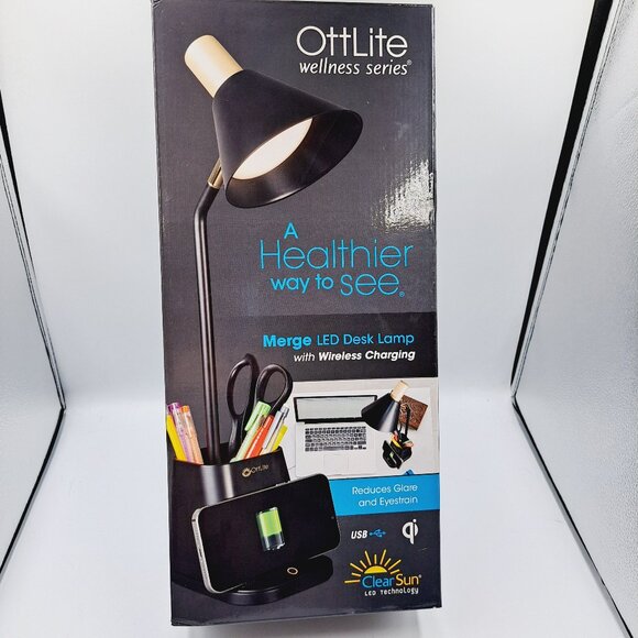 OttLite Merge LED Desk Lamp with Wireless Charging With 3 Brightness Settings - Picture 2 of 12